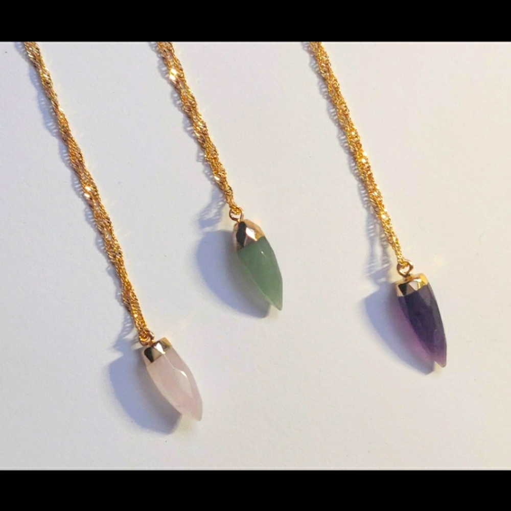 Natural crystal bullet necklace